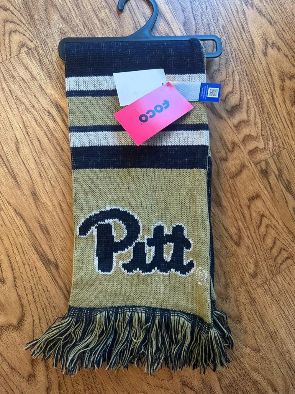 NWT UNIVERSITY OF PITTSBURGH PITT PANTHERS FRINGE SCARF FOCO OFFICIALLY LICENSED